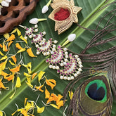 Vriksham Exquisite Traditional Kemp Stone Mang Tikka-Red White-Pearl-G20498